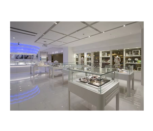 Comptoir de présentation de bijoux en métal moderne pour la vente au détail, petit kiosque de magasin de bijoux avec vitrine - Product Image 1