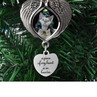 Ornements commémoratifs pour animaux de compagnie Millan Angel Wing, sublimation laser, argent antique, pendentif pour animaux de compagnie disparus, ornement de Noël pour animaux de compagnie, fabrication