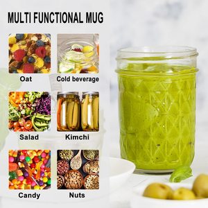 Bocal en verre rond à large bouche vide, bocal Mason de 8oz avec couvercle hermétique pour la confiture alimentaire, le cornichon au miel - Product Image 5