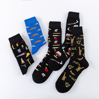 Bonypony – chaussettes de robe à motifs colorés pour hommes, nouveauté amusante, mi-mollet, Happy Art, chaussettes en coton peigné