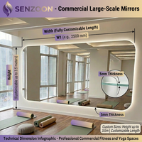 Miroir mural commercial pour fitness, gravure laser du logo disponible (OEM/ODM), cycle de production stable