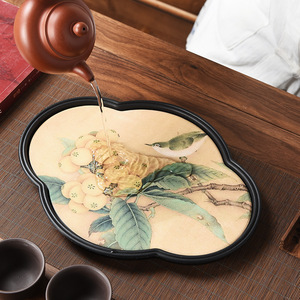 <b>Tea</b> <b>Tray</b> Irregular Shape Dry Brewing <b>Tea</b> Table With Fruit Bird Design Easy To Clean For <b>Tea</b> Ceremony Accessories - Product Image 1