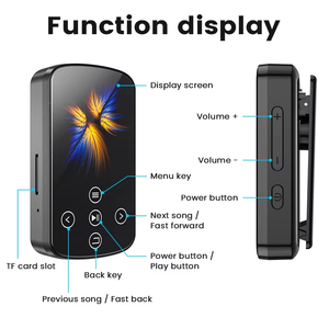 เครื่องเล่นเสียงบลูทูธไร้สายขนาดเล็ก OEM พร้อมจอ LCD เครื่องบันทึกเสียง และเครื่องอ่านอีบุ๊ก สำหรับเล่นกีฬา วิ่ง ออกกำลังกายกลางแจ้ง - Product Image 1
