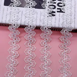 Fashionable and Exquisite white lace trimming border embroidery sequin trim children's clothes lace applique tissu