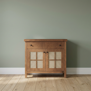 Buffet console moderne en bois massif avec portes shaker et finition chêne pour salon - Product Image 3