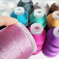 Fils à broder métalliques tissés pailletés, haute ténacité, écologiques, 6 brins, polyester/métallique, pour tricot à la main et point de croix