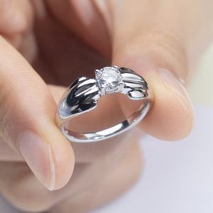 Messi Gems Jewelry <span class=keywords><strong>Hola</strong></span> Diamond Real 14K Gold 4,8mm Lab Diamond Compromiso Anillos de boda para mujeres - Product Image 1