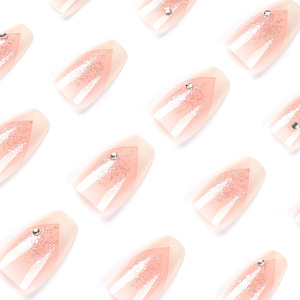 <span class=keywords><strong>Uñas</strong></span> Postizas Acrílicas de Alta Calidad con Diseño de Cruz Blanca Francesa, con Brillantina Plateada y Pedrería, para Venta al Por Mayor - Product Image 3