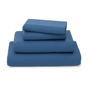 Home 4Pcs: Soft Fitted Sheet Comfortable Flat sheet with Pillowcases Cooling 400TC 100% Natural Bamboo Bedding Set