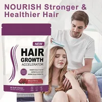 Vitamines pour la croissance des cheveux, gommes à mâcher molles, complément alimentaire pour femmes et hommes adultes, 10000 MCG de biotine, favorise des cheveux plus épais, plus volumineux et plus forts