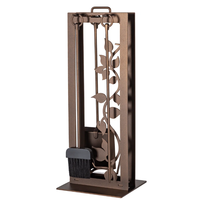 Petit ensemble de 5 accessoires pour foyer en métal bronze pour intérieur et extérieur, pinces pour bois de chauffage