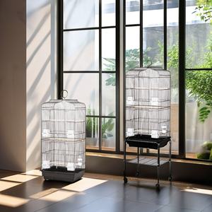 Cage à oiseaux en métal avec roues et perchoir, volière d'élevage pour perroquets, pigeons et autres animaux de compagnie, en fer - Product Image 3