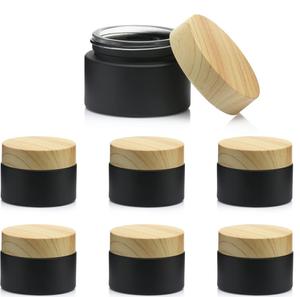 Sương giá lọ thủy tinh màu đen với 15ml 30ml 0.5oz sương giá màu đen lọ kem thủy tinh container với nắp tre - Product Image 1