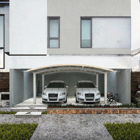 Abri de voiture double en aluminium 20 x 20 avec auvent - Abri de stationnement extérieur de luxe