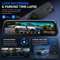 Caméra de tableau de bord 4K à double objectif avec écran miroir IPS 9,66 pouces, Wi-Fi, application mobile, vision arrière et moniteur de stationnement DVR