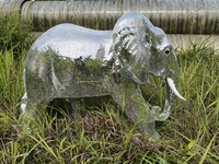 Sculpture d'éléphant boule disco en mosaïque de verre argenté, statue boule miroir pour la décoration de la maison, du jardin et des espaces commerciaux