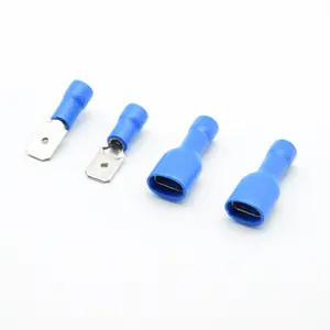 6.3mm 16-14AWG Female Male Electrical Wiring Connector Insulated Crimp Terminal Spade Blue FDFD 2-250 MDD 2-250