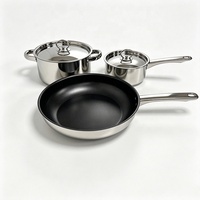 Set Panci Masak Mewah Kustom dengan Gagang Stainless Steel, Anti Lengket, Induksi, Modern, Unik, dan Berkualitas Tinggi