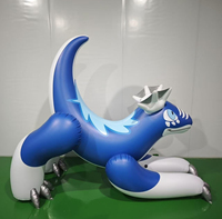 Jouet de piscine Dragon Ride-On bleu et blanc, jouet de piscine Dragon gonflable géant, Dragon gonflable de grande taille