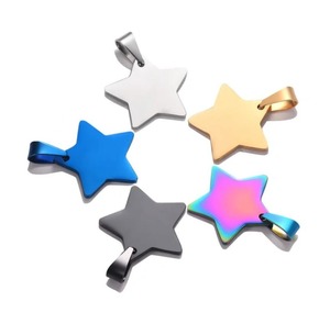 Disque d'identification en acier inoxydable en forme d'étoile 24x25mm |   Pendentif Breloque Gravable Vierge 5 Couleurs |   Accessoires de bijouterie en gros - Product Image 3