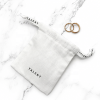 Pochette à bijoux en toile de coton personnalisée avec logo, sac cadeau réutilisable pour petits accessoires, vente en gros