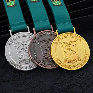 Alta calidad y bajo precio logotipo personalizado aleación de zinc fundición a presión defensor aprendizaje 3D Metal oro plata cobre medalla - Product Image 1