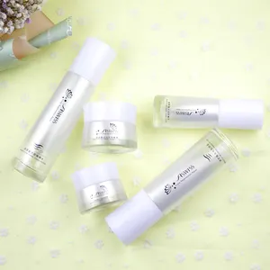 Recipientes da garrafa da bomba de skincare, 30ml, 50ml, 100ml, 120ml, borrifador de emulsão, garrafa de vidro com tampas de plástico brancas, venda imperdível