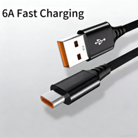 Cable de Carga Rápida USB Tipo-C de Nailon Trenzado de Alta Calidad, 6A, con Conductor de Cobre Puro para Teléfono Móvil, Computadora y Auriculares