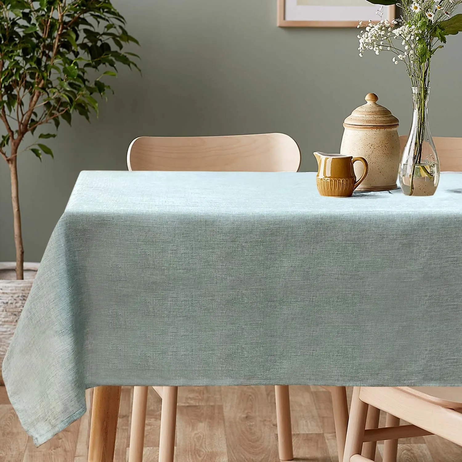 Mantel de lino y poliéster ODM, mantel lavable para frotar para mesa, tejido personalizado de China, estampado Floral, fábrica, interior colorido