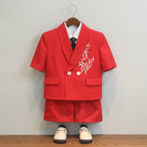 Nuovo Completo Casual in Stile Cinese per Ragazzi, Abito Estivo a Maniche Corte per Bambini, Elegante Completo da Cerimonia con Ricami - Product Image 1