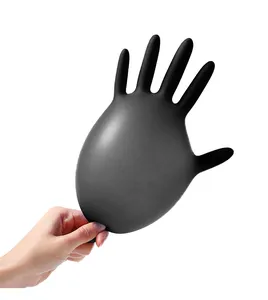 GV15工作便宜聚氯乙烯橡胶手套乙烯基家用无粉黑色塑料手套