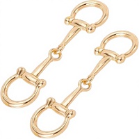 Penjepit Syal Logam Model Horsebit, Cincin Syal, Gesper Horsebit, Cincin Syal Sederhana untuk Wanita (Warna Emas Ukuran S)