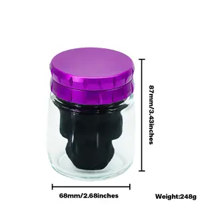 Factory Wholesale Combination Grinder Ghost Head Silicone Shape Glass Storage Tank Two-In-One Metal Double Layer Herb Grinder