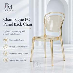 Silla de Comedor con Respaldo Redondeado de Policarbonato Color Champán, Ligera y Duradera para Bodas y Eventos de Hotel - Product Image 1