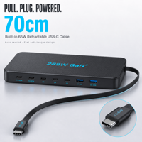 Chargeur GaN 288W 8 ports, station de charge de bureau, PD 100W, chargeur rapide Type C, câble intégré pour MacBook, iPhone, OEM