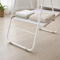 Séchoir à linge autoportant pliable en métal antirouille Dreamland avec étagère en maille, gain de place, en stock
