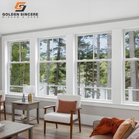 Ventanas correderas de doble colgado esmaltadas de aluminio blanco moderno GS para casa