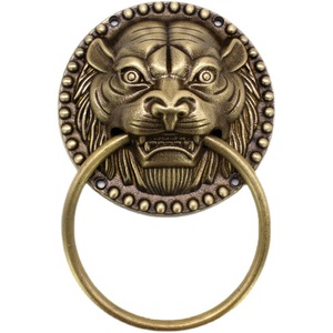 Pomo de puerta chino antiguo de latón con cabeza de tigre y león, instalación con tornillos, manija duradera para puerta de madera - Product Image 5