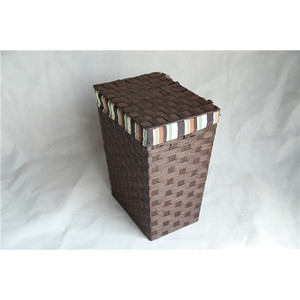 Square <b>Wicker</b> <b>Laundry</b> <b>Basket</b> With Striped Liner Eco-Friendly Storage Organizer For Clothing - Product Image 2