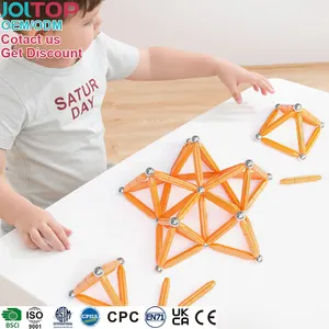 Toptan OEM ODM fabrika tedarikçisi CPC Montessori eğitim çocuk manyetik sopa ve topları Set yapı taşları eğitici oyuncaklar
