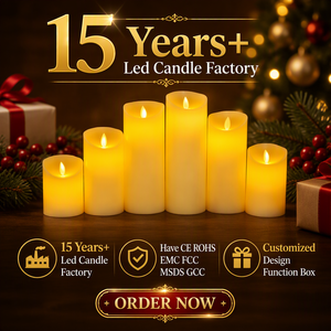 Bougie LED sans flamme à piles <span class=keywords><strong>avec</strong></span> mèche mobile, service OEM du fabricant chinois, idéale pour la décoration de Noël à la maison - Product Image 1