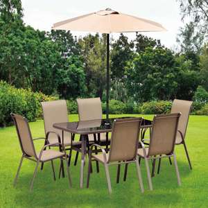 Meubles de jardin d'extérieur en acier léger, vente chaude 2021, ensemble de table et de chaises de jardin empilables 6 à 8, <span class=keywords><strong>parasol</strong></span> - Product Image 1