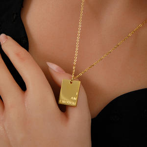 Custom Stainless Steel Engraving Letter Pendant Necklace 18K Gold Plated Engraved <strong>I</strong> <strong>Am</strong> <strong>Enough</strong> English Letter Necklace YF3324 - Product Image 5