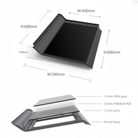 Tuiles solaires BIPV CdTe rouges à double vitrage 22,80W haute efficacité 600x400mm cellules 580x900mm panneaux boîtier de jonction IP68 25 ans