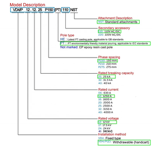 Автоматический выключатель abb Vcb Vd4/P 12.20.40 P210, цена, вакуумный выключатель 1VCF337121R1552, Настраиваемые английские этикетки - Product Image 2