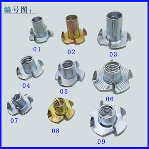 Tuercas de cuatro puntas M8 M10 métricas totalmente roscadas para inserciones de herrajes de muebles de madera - Product Image 5