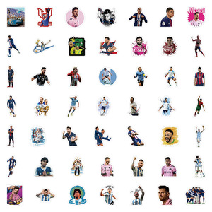 50 autocollants de collection de stars du football mondiales célèbres, DIY, <span class=keywords><strong>Ronaldo</strong></span>, Messi, pour club de football - Product Image 5
