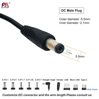 DC 90-Grad-Winkelstecker auf 5,5x2,1mm Hohlstecker Männlich Verlängerungskabel für Elektronik