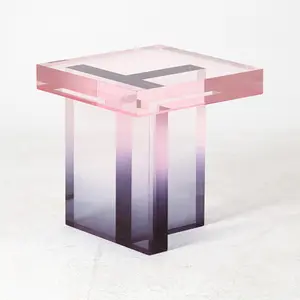 Nórdico rosa púrpura pequeña mesa de té Luz de lujo muestra acrílico contratado mesa cuadrada