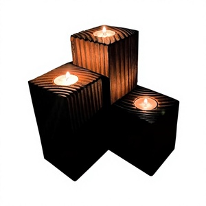AZ ENTERPRISES Wooden Rectangle Tea Light Holder <b>Set</b> Handmade Eco-Friendly Durable Craftsmanship for Home Decoration & Christmas - Product Image 1